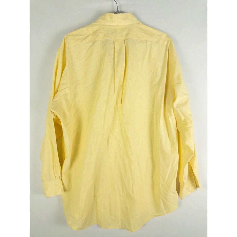 Ralph Lauren Yarmouth Button Down Shirt Mens 16 32/33 Yellow Checkered Preppy Ol